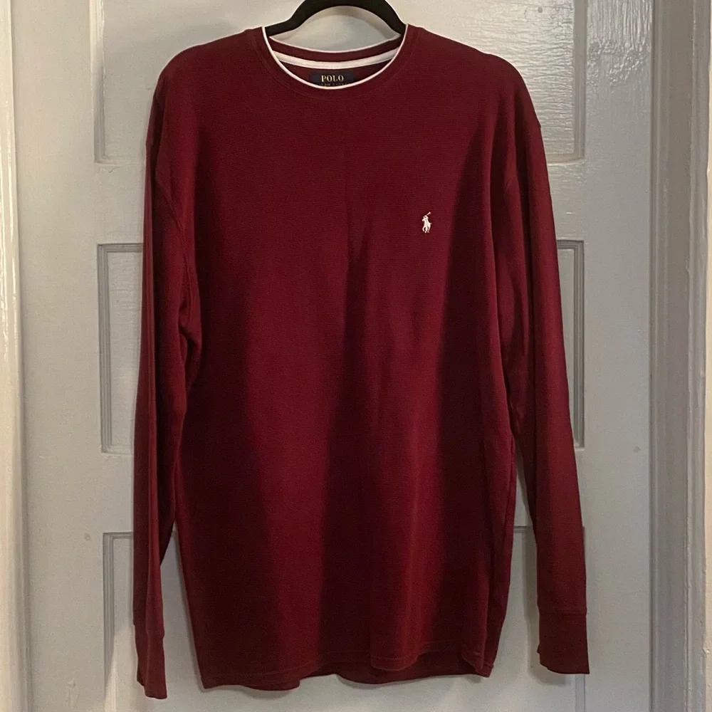 Polo Ralph Lauren Maroon Thermal Long Sleeve Shirt Size XL